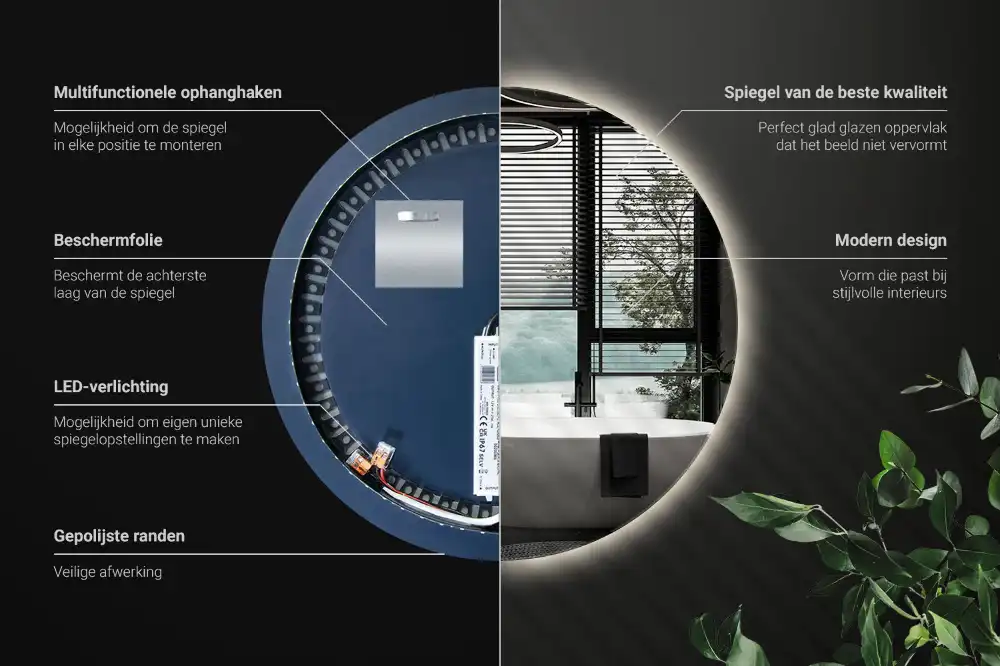 Rund spegel med belysning