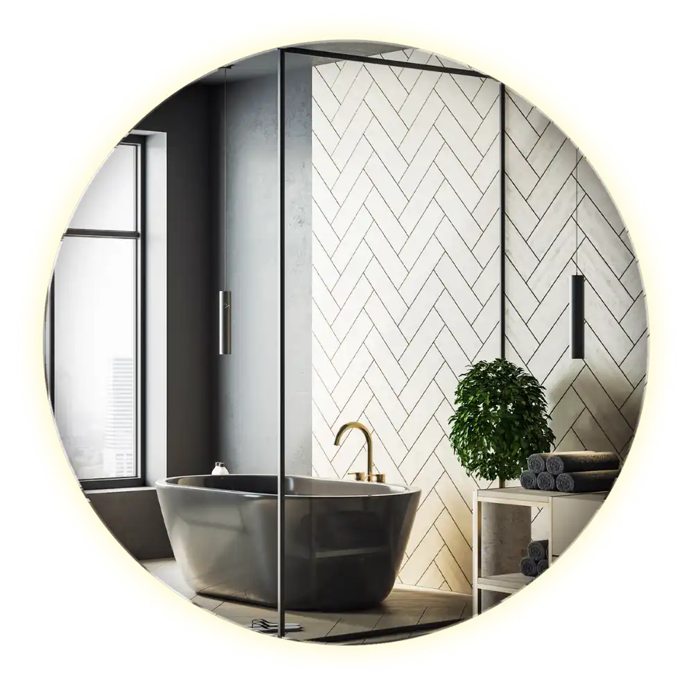 Rund spegel med belysning