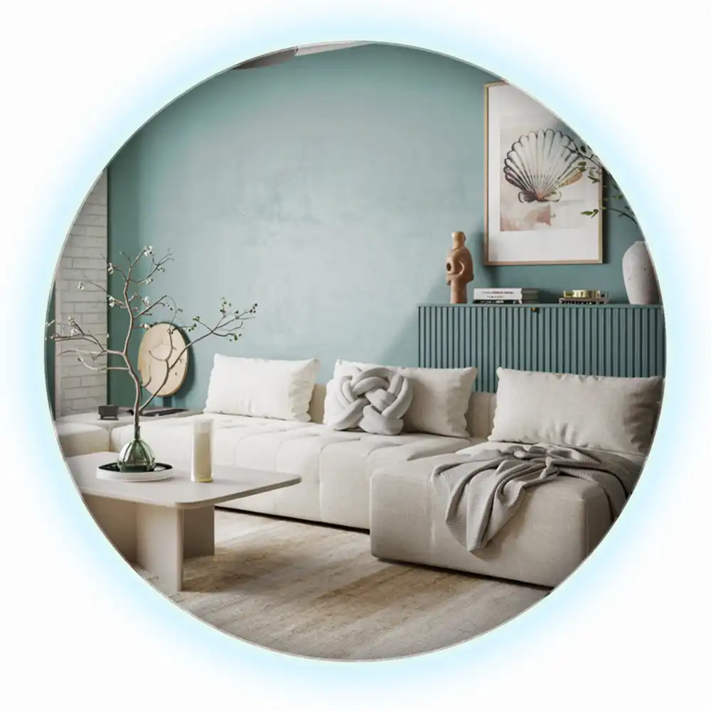 Rund spegel med belysning