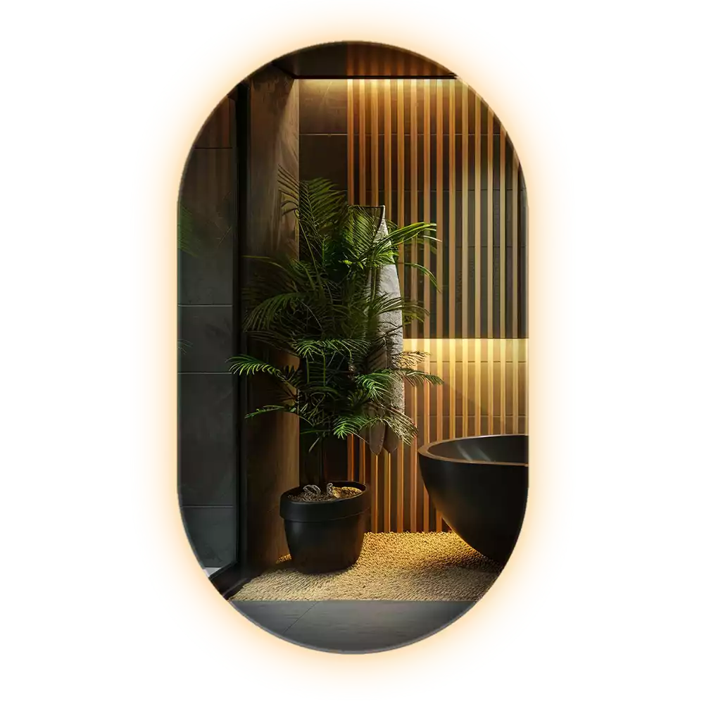 Oval spegel med LED belysning