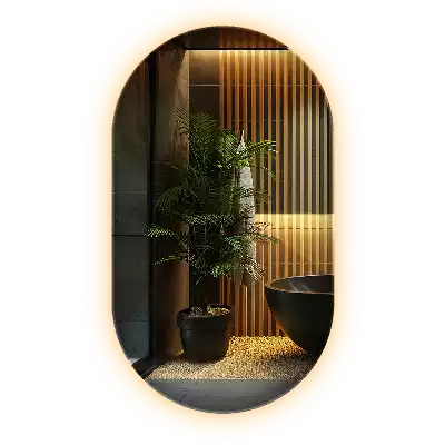 Oval spegel med LED belysning