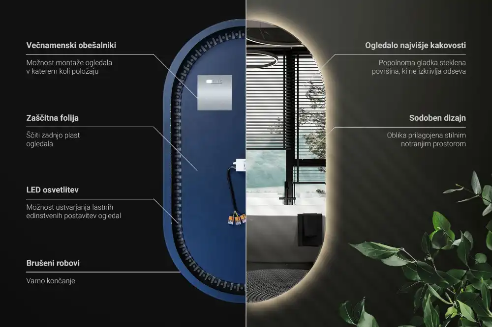 Oval spegel med LED belysning