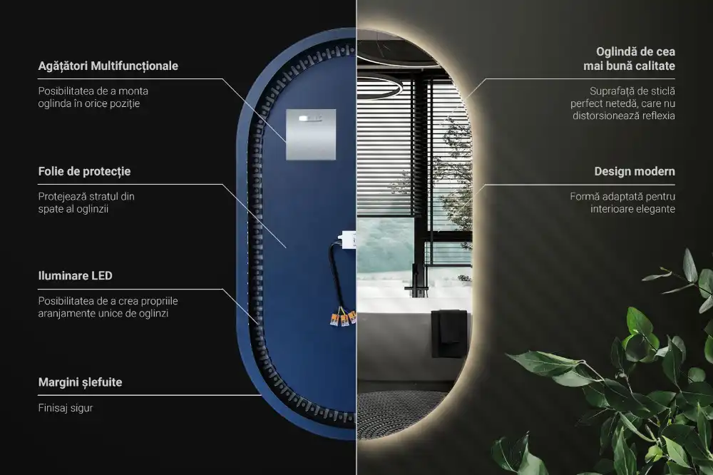 Oval spegel med LED belysning