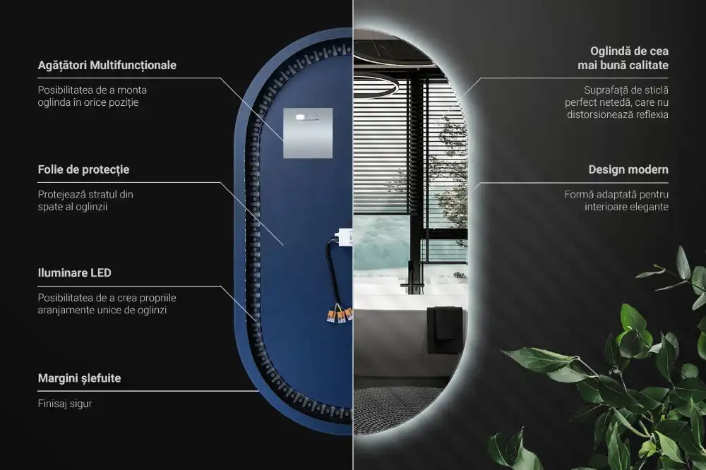 Oval spegel med LED belysning