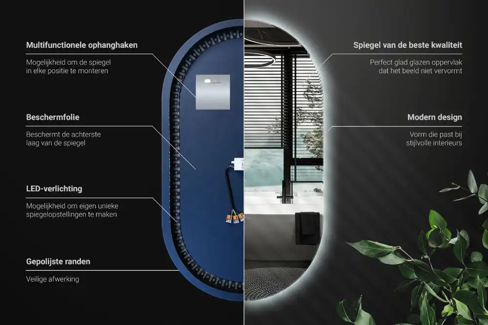 Oval spegel med LED belysning