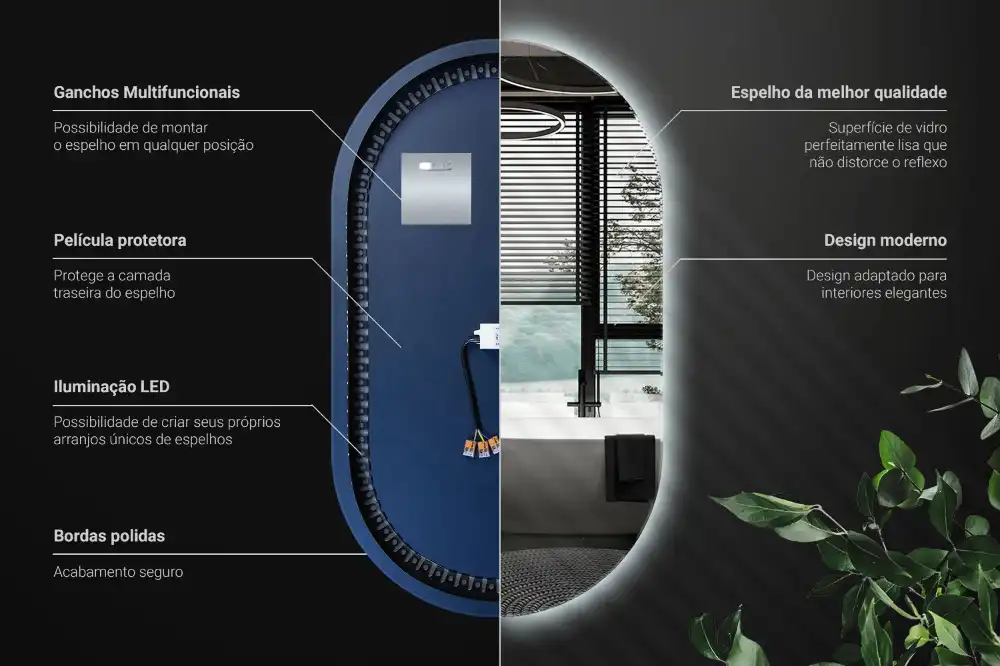 Oval spegel med LED belysning