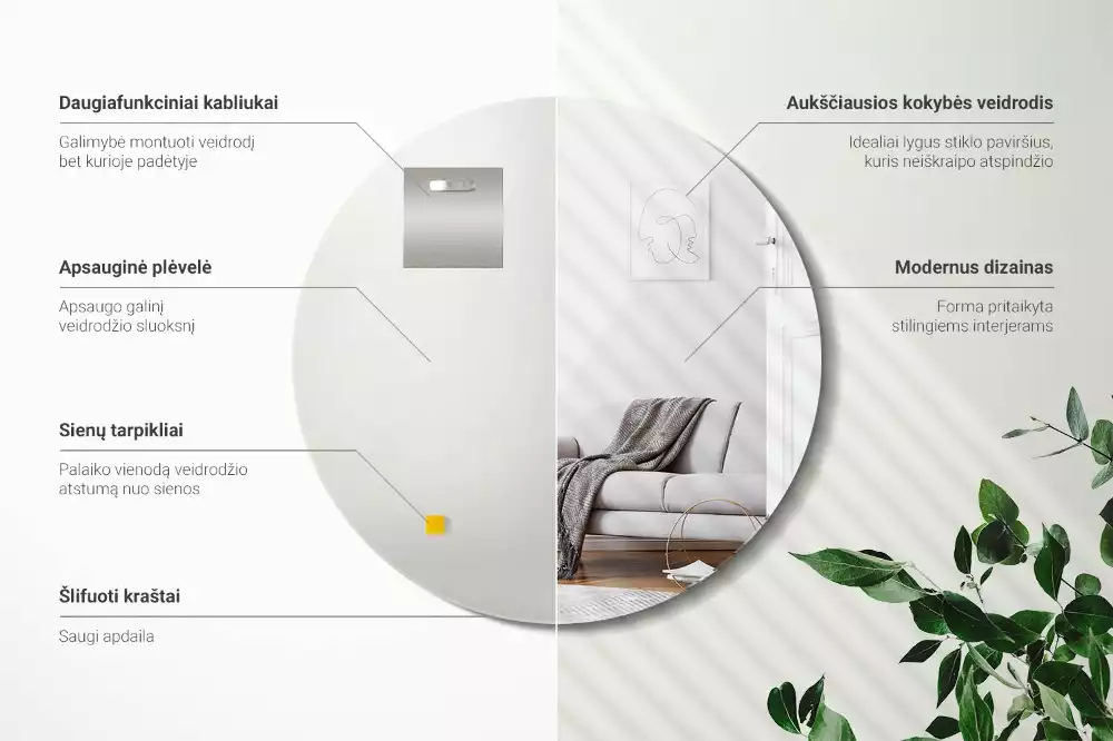 Rund spegel utan ram