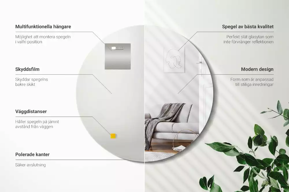 Rund spegel utan ram