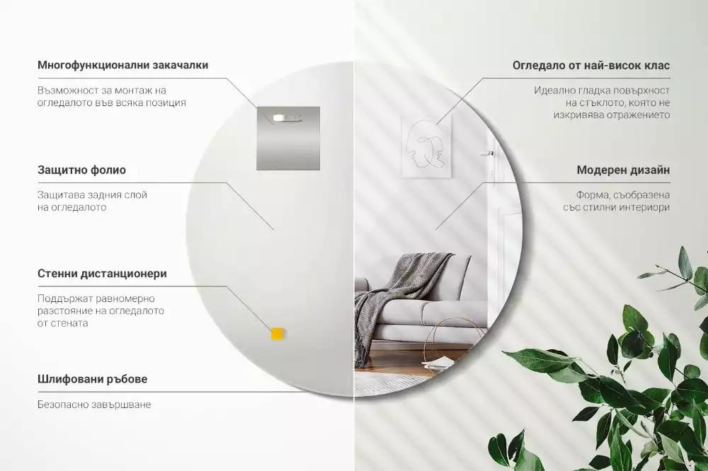 Rund spegel utan ram