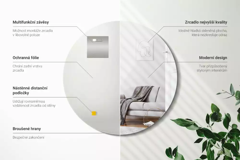 Rund spegel utan ram