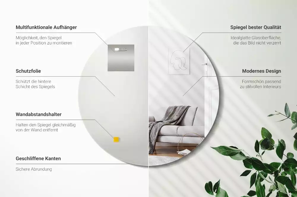 Rund spegel utan ram