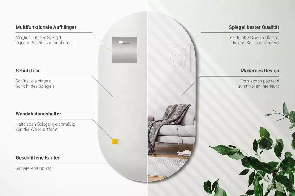 Oval spegel utan ram