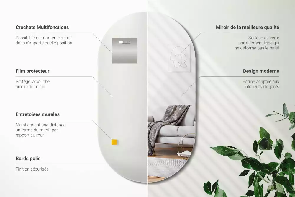 Oval spegel utan ram