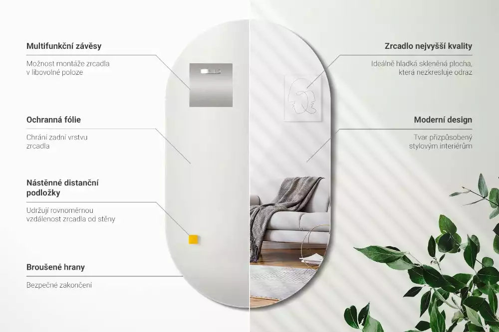 Oval spegel utan ram