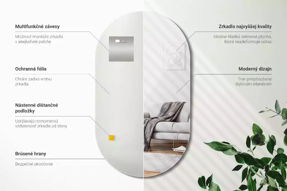 Oval spegel utan ram