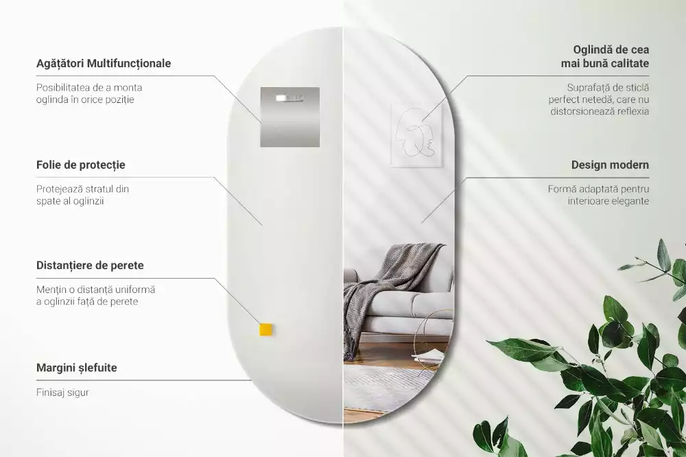 Oval spegel utan ram