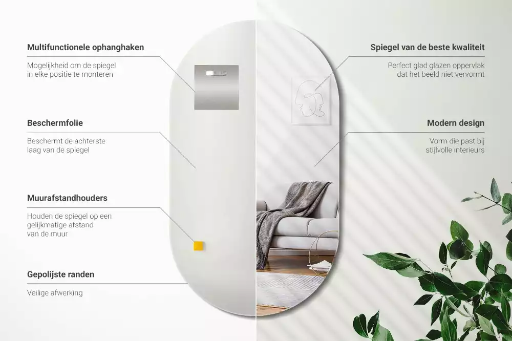 Oval spegel utan ram