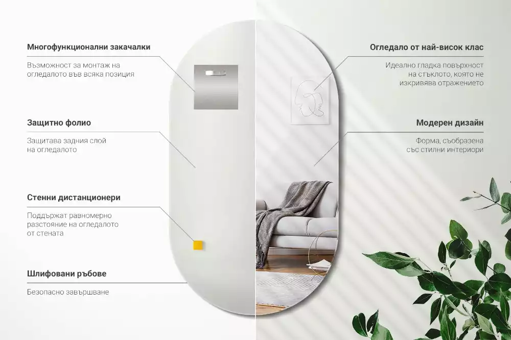 Oval spegel utan ram