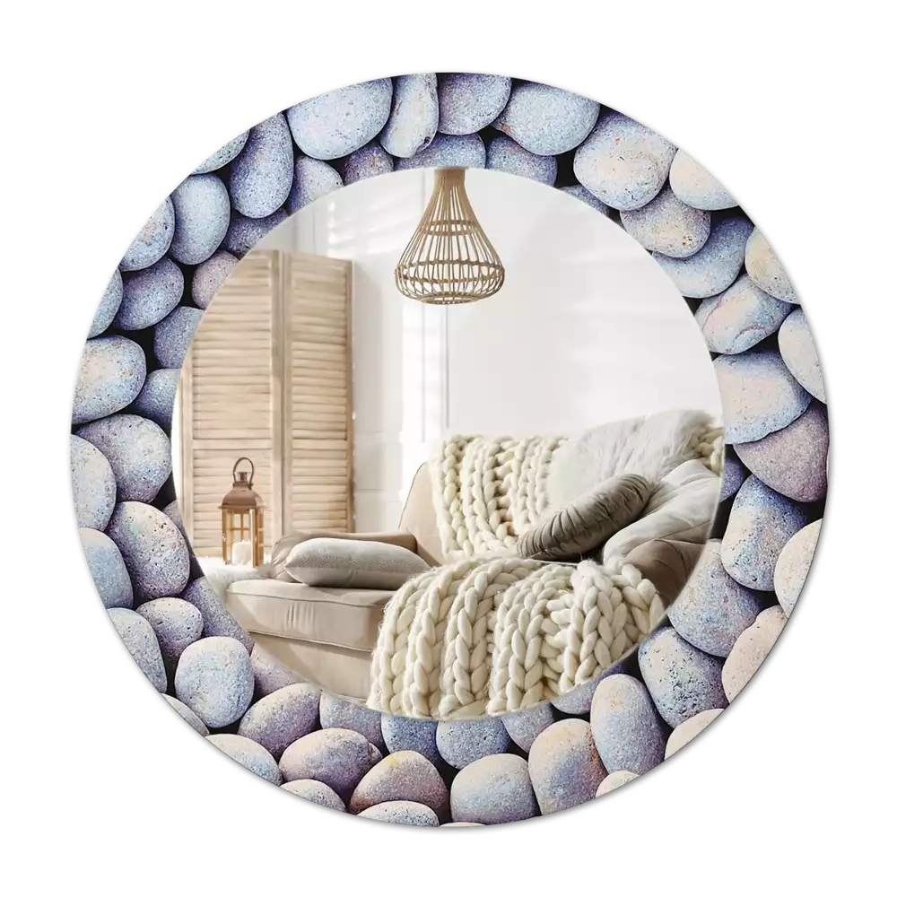 Rond spegel med tryckt ram Havsstenar cirklar