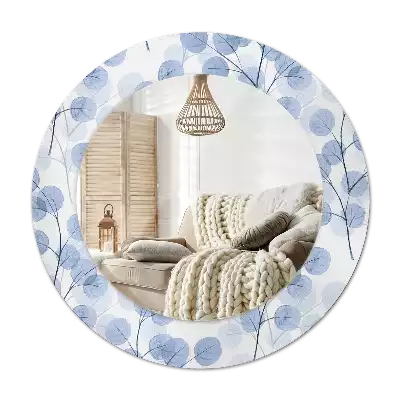 Rond spegel med tryckt ram Grenar och löv