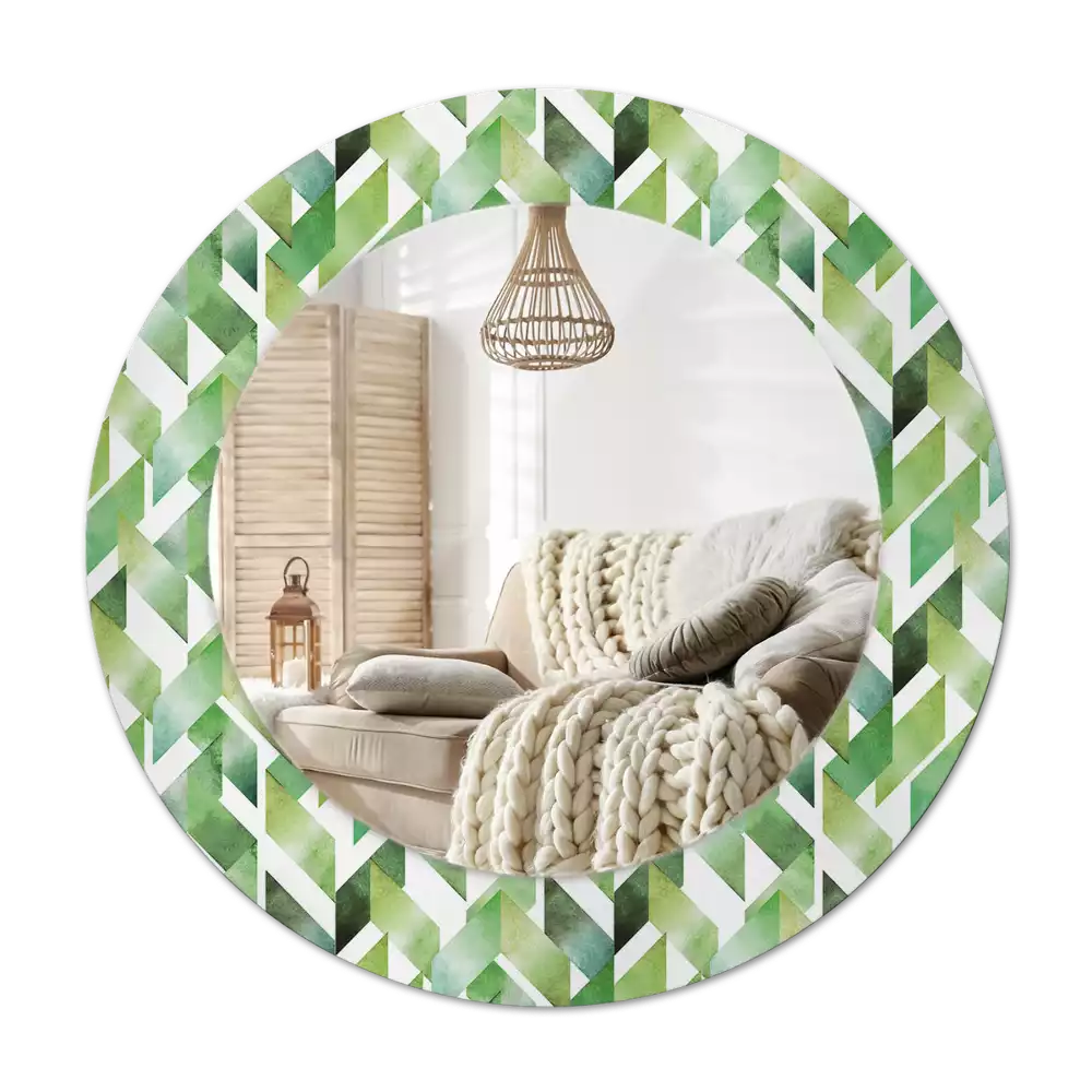 Rund spegel med tryckt ram Fiskben