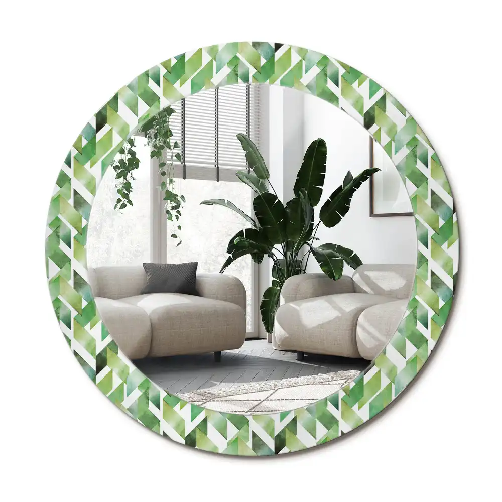 Rund spegel med tryckt ram Fiskben