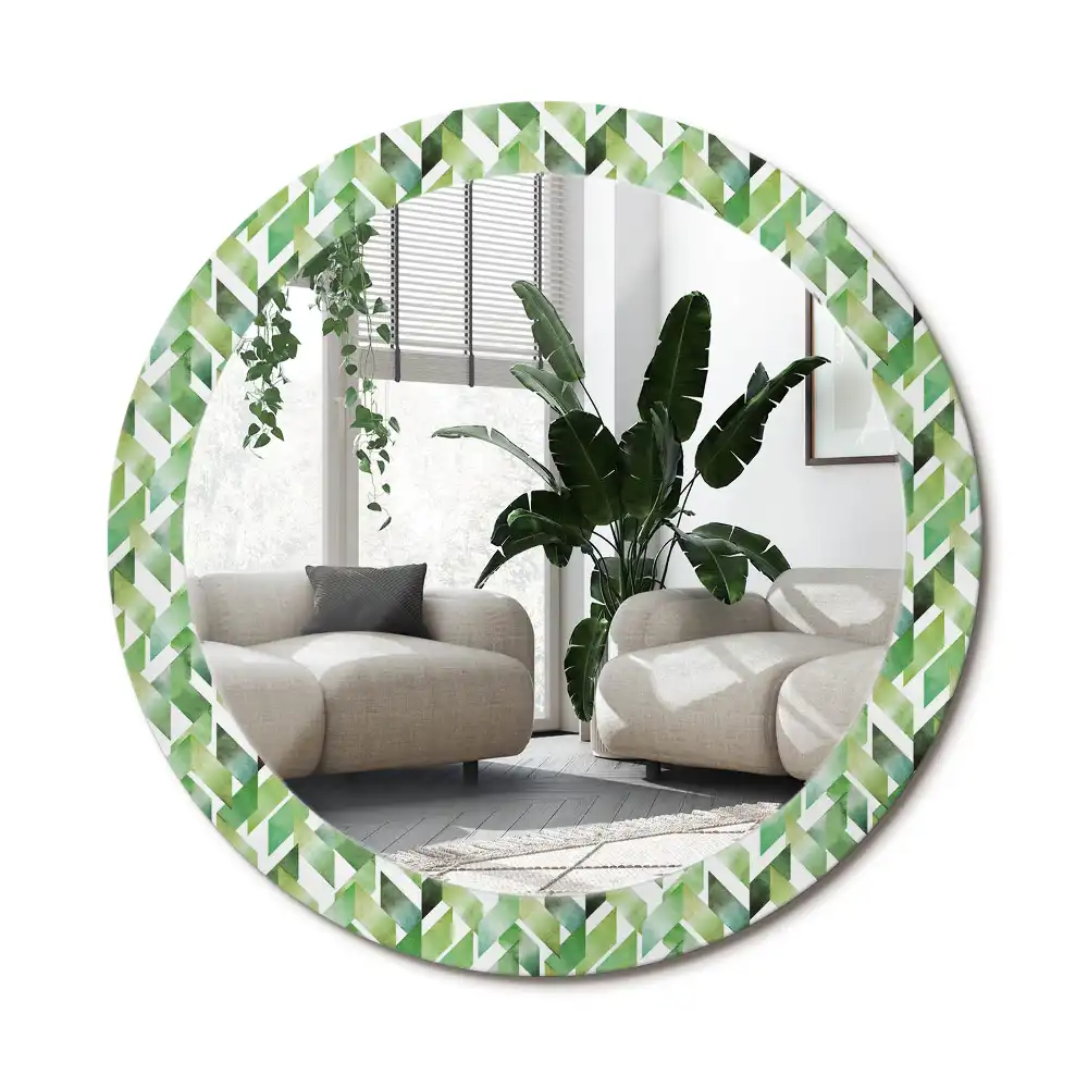 Rund spegel med tryckt ram Fiskben