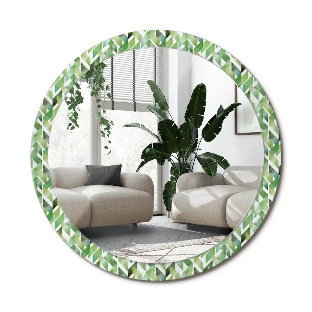 Rund spegel med tryckt ram Fiskben