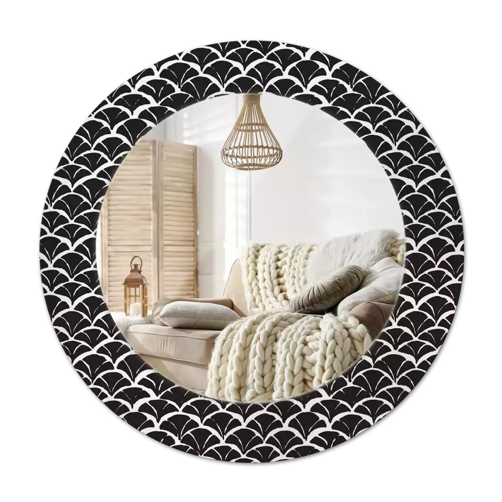 Rund spegel med tryckt Orientaliska skalor