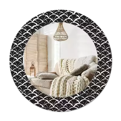 Rund spegel med tryckt Orientaliska skalor