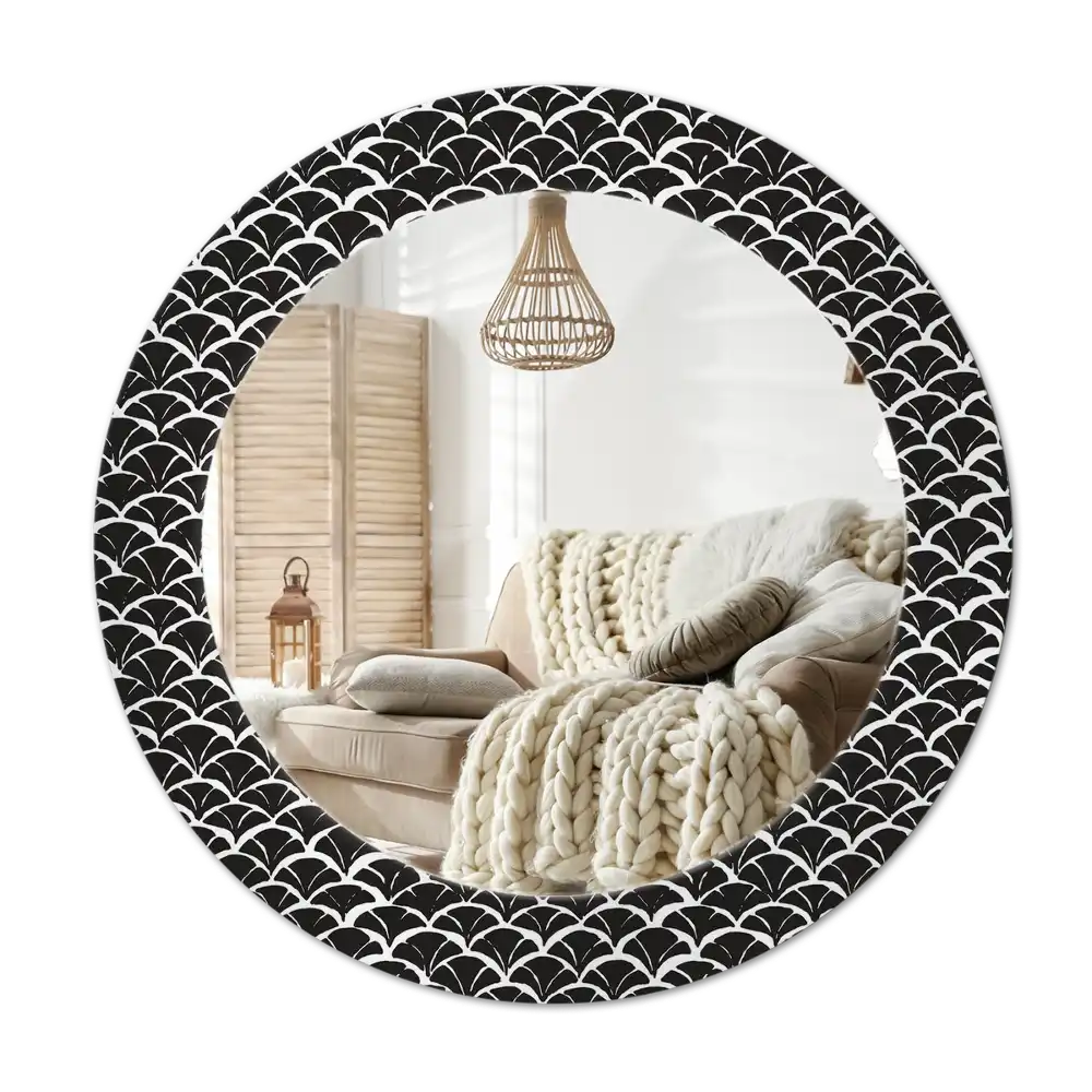 Rund spegel med tryckt Orientaliska skalor