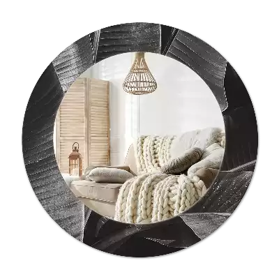 Rund spegel med tryckt Tropiska palmer