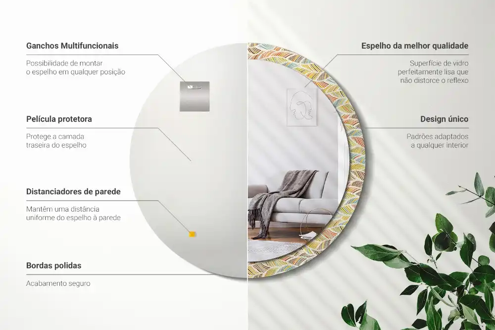 Rund spegel med tryckt ram Abstrakt