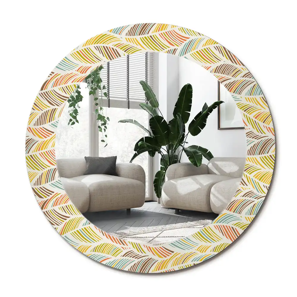 Rund spegel med tryckt ram Abstrakt