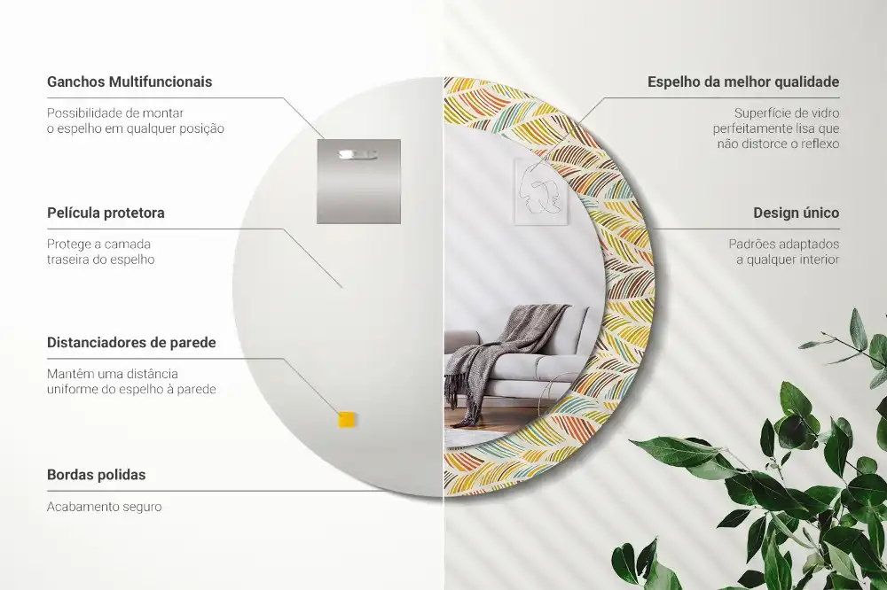 Rund spegel med tryckt ram Abstrakt