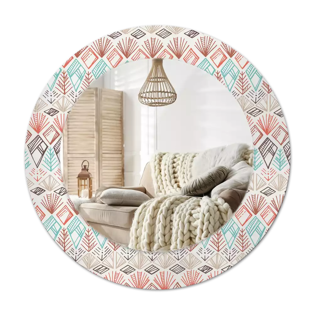 Rund spegel med tryckt Etniskt mönster