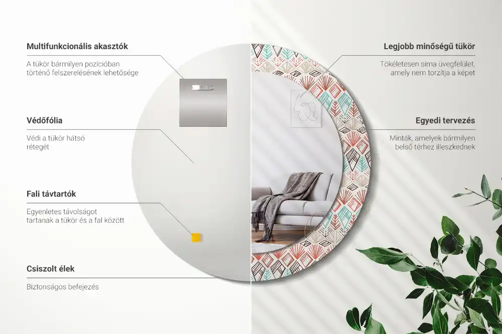 Rund spegel med tryckt Etniskt mönster