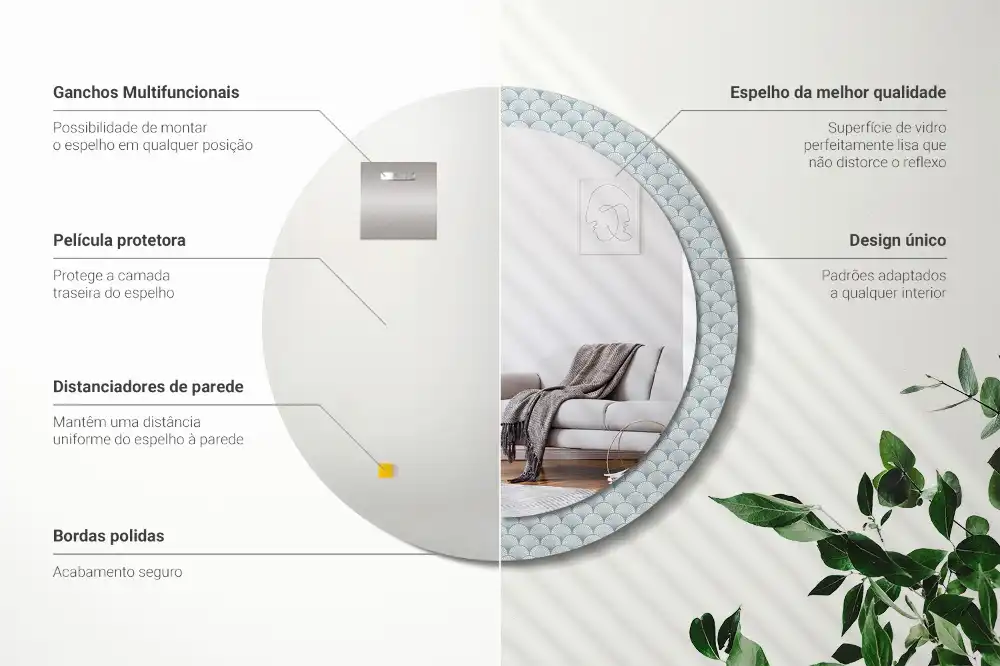 Rund spegel med tryckt Retro vintage mönster