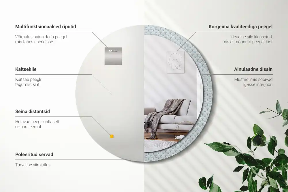 Rund spegel med tryckt Retro vintage mönster