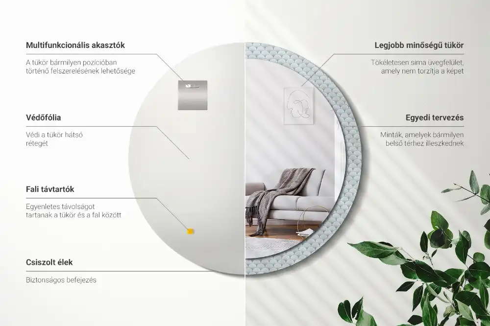 Rund spegel med tryckt Retro vintage mönster