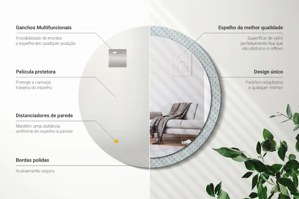 Rund spegel med tryckt Retro vintage mönster