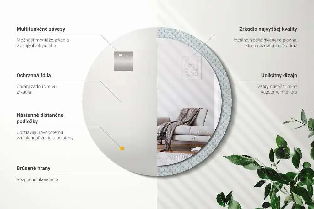 Rund spegel med tryckt Retro vintage mönster