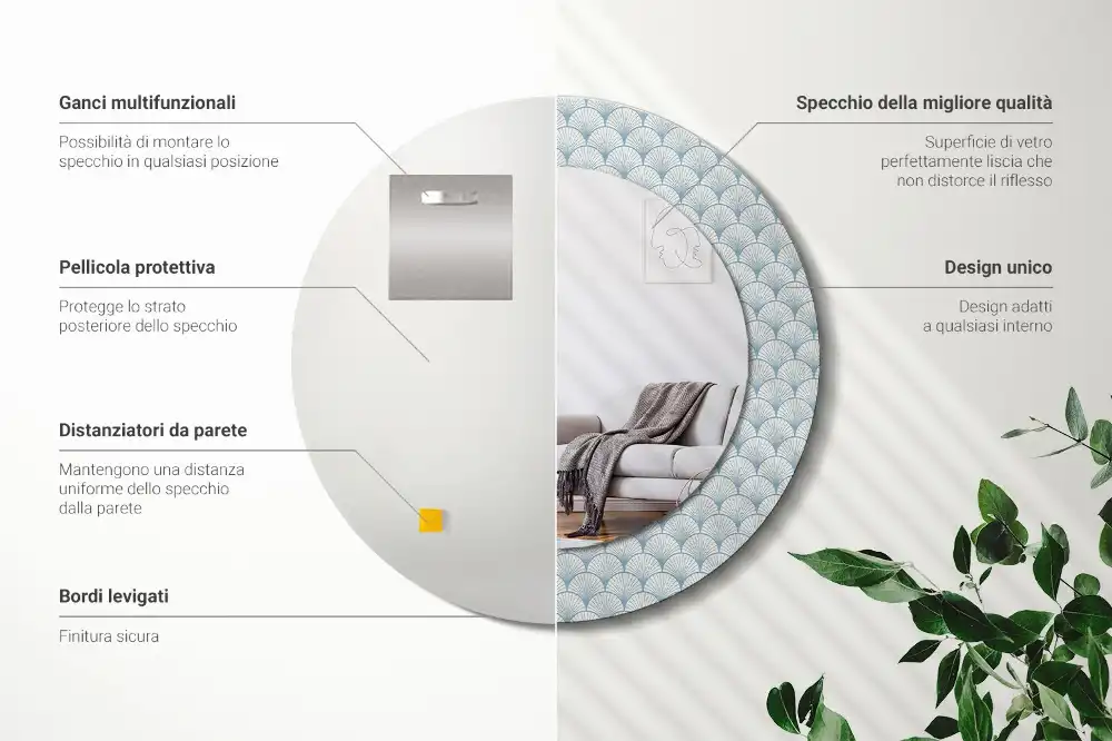 Rund spegel med tryckt Retro vintage mönster