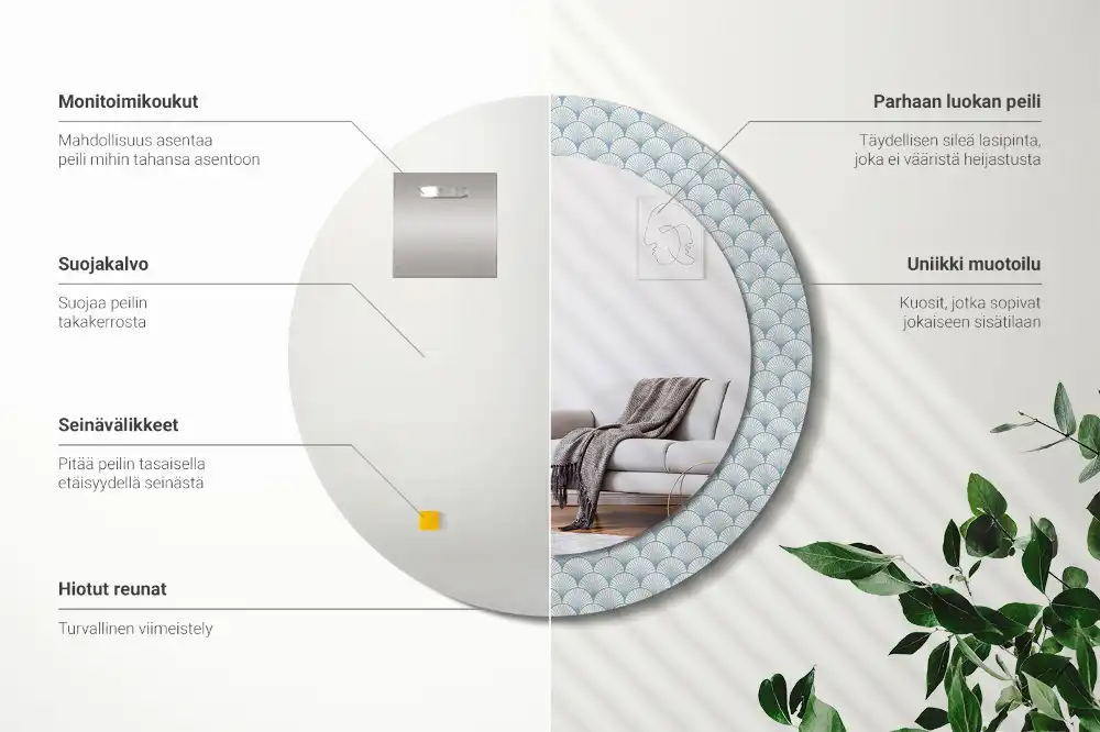 Rund spegel med tryckt Retro vintage mönster