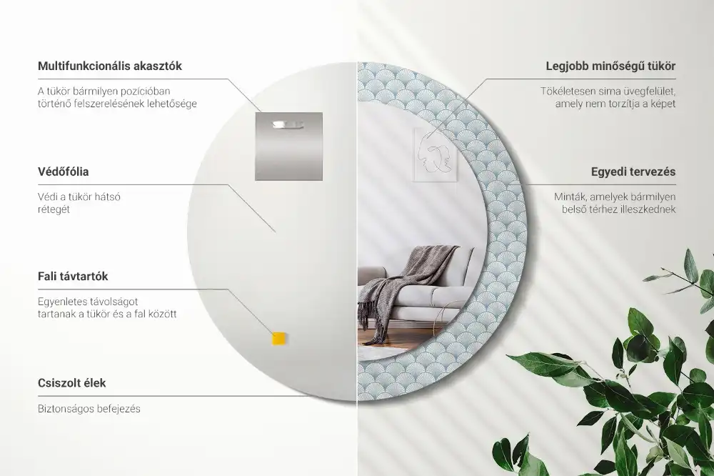 Rund spegel med tryckt Retro vintage mönster