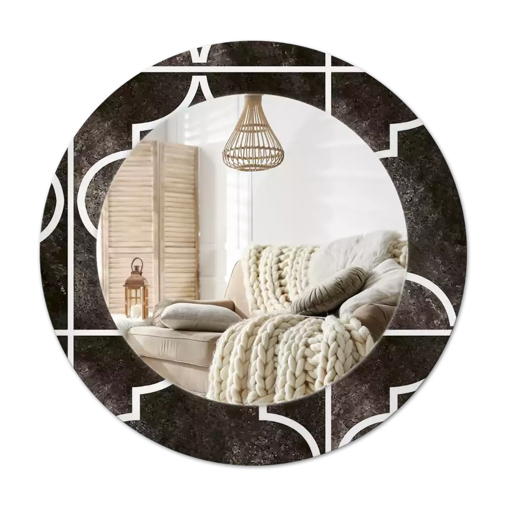 Rund spegel med tryckt Antikt mönster