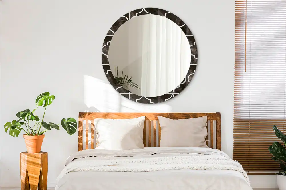 Rund spegel med tryckt Antikt mönster