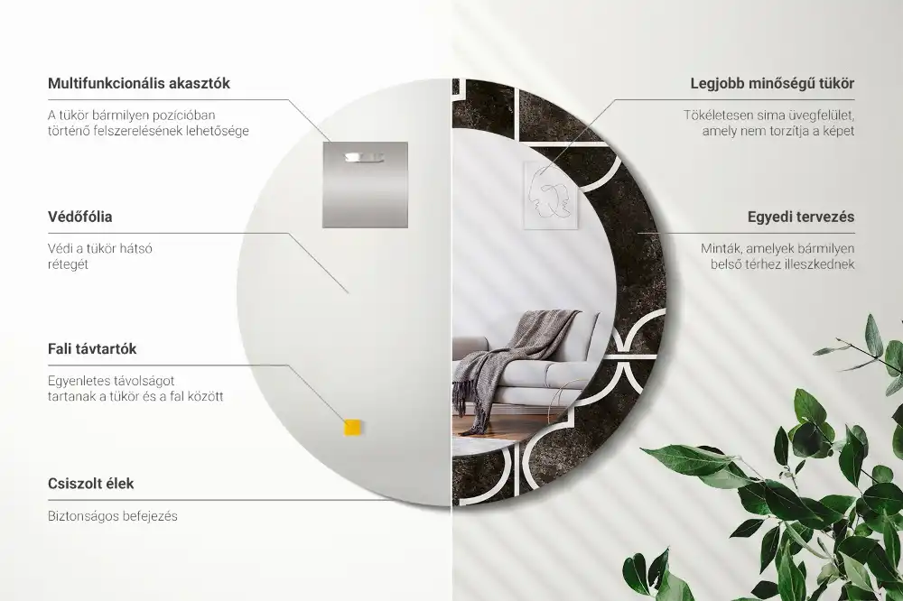 Rund spegel med tryckt Antikt mönster