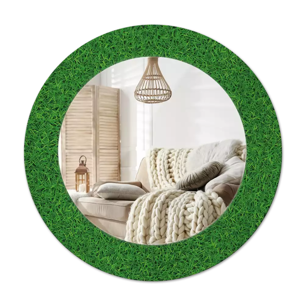 Rund spegel med tryckt Grönt gräs