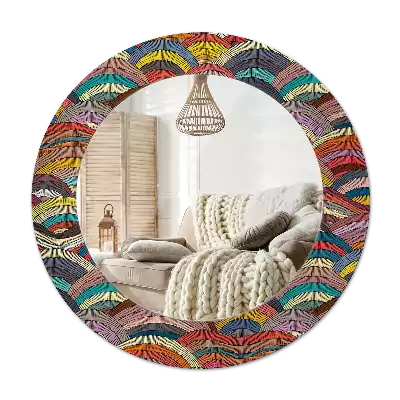 Rund spegel med tryckt Prydnad